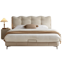 Quanyou Home Cream Style Fabric Bed Modern Simple Master Bedroom 2024 New Double Soft Covered King Bed 115061