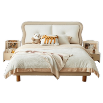 Quanyou Home 2024 new cream style solid wood foot childrens bed bedroom soft package boys and girls single bed 116109