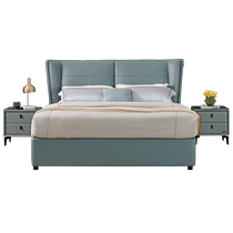 Quanyou Home Modern Simple First-layer Cowhide Bed High Box Storage Master Bedroom Marriage Bed 1 8-meter Leather Bed 105261