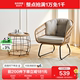 Quanyou home balcony small table and chair outdoor small coffee table single chair leisure furniture combination two-piece set DX108028