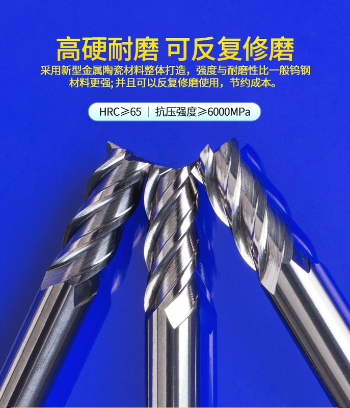 Máy cắt cermet end mill Công cụ CNC 45 ° vát dao đúc khuôn lưỡi dài bốn lưỡi với siêu cứng - Dụng cụ cắt