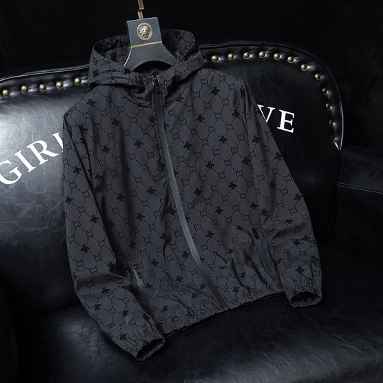 植绒外套男士春秋季新款百搭连帽潮流上衣服潮牌休闲青年夹克男