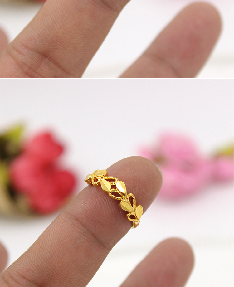 Bốn lá cỏ ba lá nhẫn nữ ngón trỏ vòng đơn giản Nhật Bản và Hàn Quốc mở hình trái tim vàng cát giả vàng vài thời trang ladies nhẫn