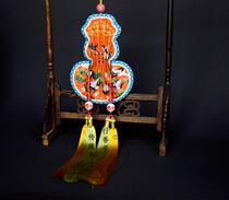 (Xing Xiangzi) Orange Luodi flat needle pan gold embroidery beads pine crane Yannen gourd cigarette purse Silk Tassel