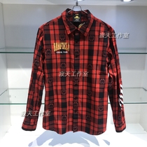 Hot sale promotion Fun pop brand 2020 new mens garfield red and black plaid long-sleeved shirt GC220101R