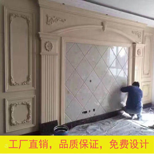 Custom marble Roman column TV background wall All-over marble jade integral European Roman column guard panel