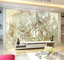 Color carved jade carved tile background wall Living room sofa TV entrance Dining room bedroom carved peony home and wealth