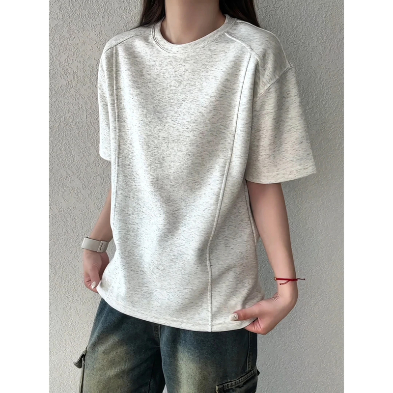Cotton Deconstructed Oversized T-Shirt for Men 2026 New Style Patchwork Short-Sleeve Men's Top Summer American Trendy Regular Shoulder Casual