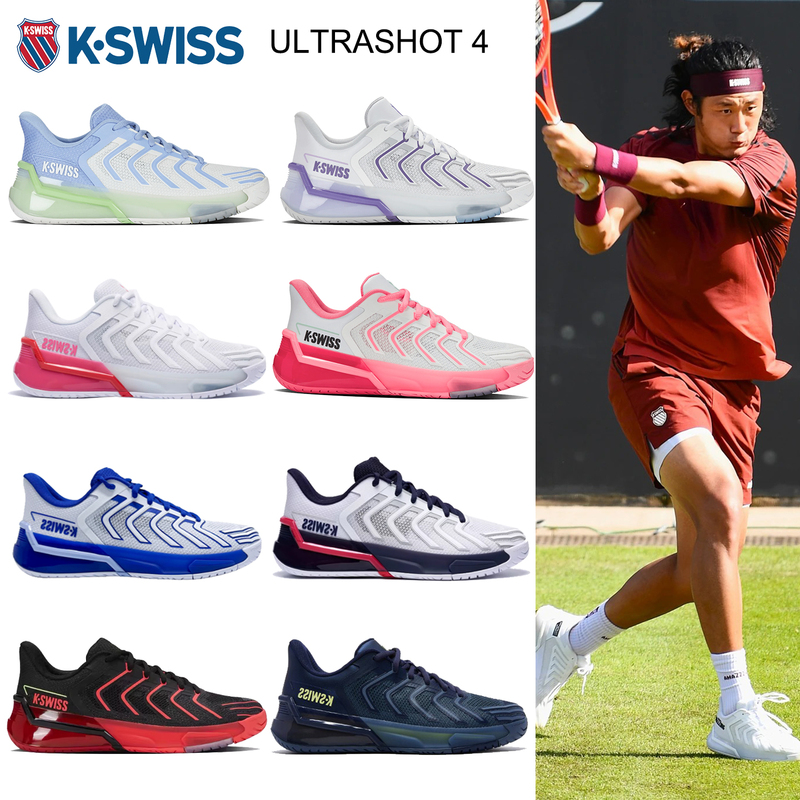 Kswiss Tennis Shoes for Men and Women, Zhang Zhizhen Ultrashot4 Wear-Resistant, Lightweight, Shock-Absorbing Sports Shoes