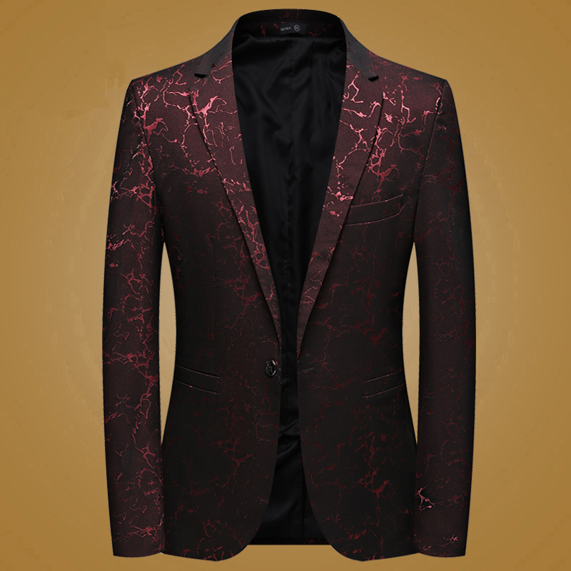 2026 Spring and Autumn Printed One-Button Small Suit Men's Fashion Casual Performance Suit Trendy Groomsmen Jacket 2026 Spring and Autumn Printed One-Button Small Suit Men's Fashion Casual Performance Suit Trendy Groomsmen Jacket