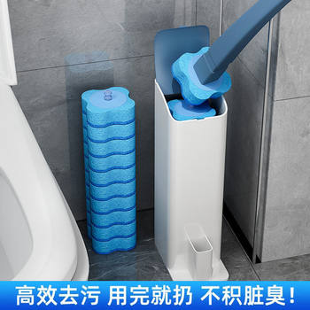 Household wall-mounted disposable toilet brush without blind spots