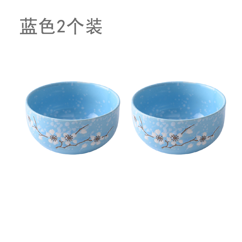 Blue 2bowls and dishes suit household Simplicity combination lovely like a breath of fresh air originality personality dormitory use student ceramics tableware 4 people