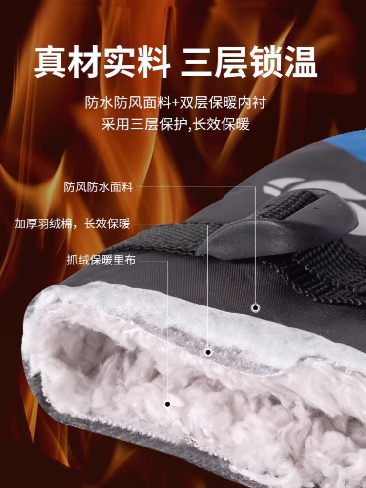 Cycling Winter Riding Gloves, Warm and Fleece-Lined, Windproof and Waterproof, Outdoor Motorcycle Delivery Cold-Proof Cotton Gloves