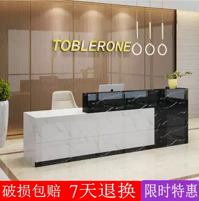 Company front desk, reception desk, corner counter, cash register counter, bar counter, imitation marble pattern paint, welcome desk, information desk