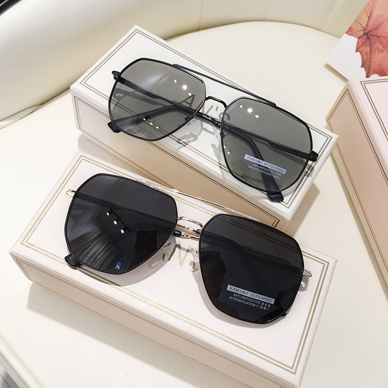 Polygon polarized sunglasses for men driving 2020 new moisture-proof UV red color-changing sunglasses