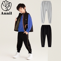 Annai Childrens Clothing Counter 2021 Autumn Clothing New Boys Full Waist Knitted Pants and Trousers AB136867