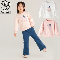 Annai childrens clothing counter 2021 autumn clothing new girls cotton round neck long-sleeved sweater XG131804