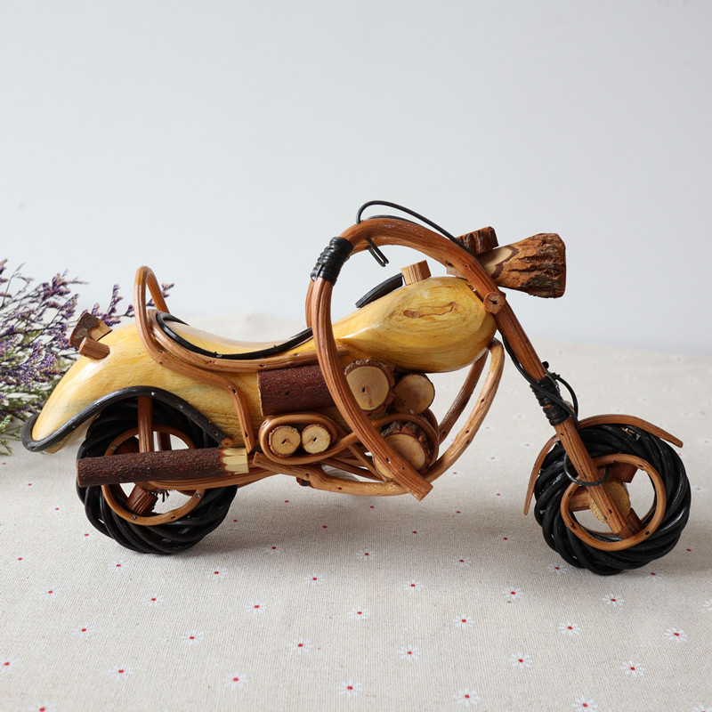 Thailand wooden locomotive desktop ornaments retro locomotive handmade model creative Harley home wine cabinet decorations