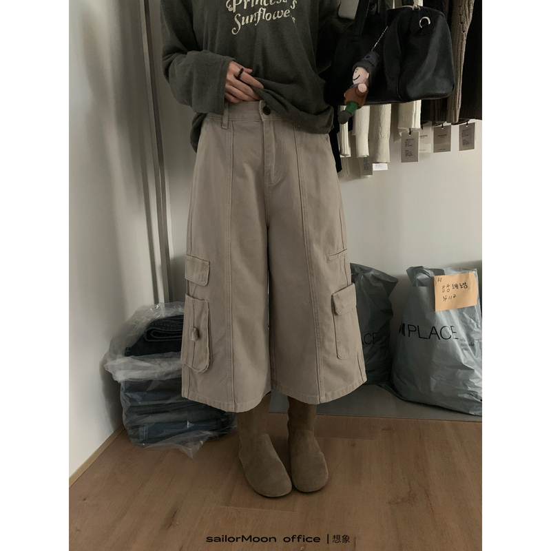 Imagine Sailormoon-2026 Autumn Korean Style Popular Cropped Pocket Workwear Design Jeans for Women Imagine Sailormoon-2026 Autumn Korean Style Popular Cropped Pocket Workwear Design Jeans for Women