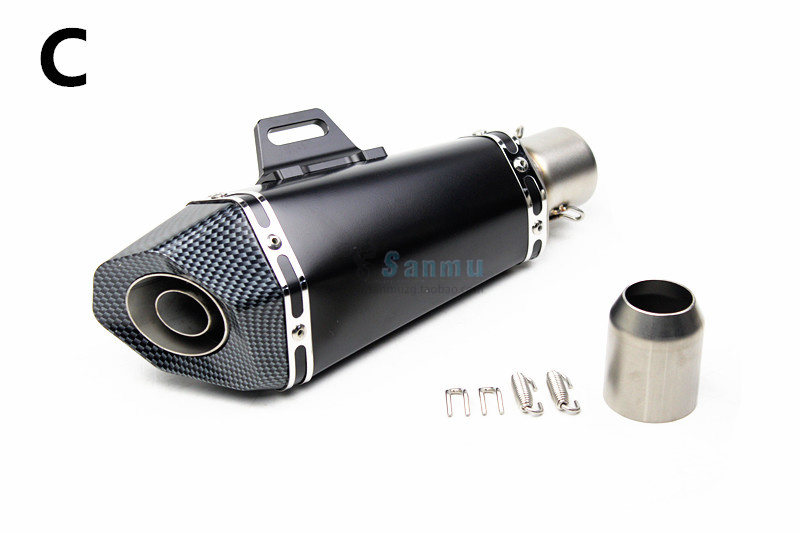 Ống xả xe máy sửa đổi cone nhỏ carbon hình lục giác sợi đầy đủ giả titan Tianzhu Jicun với muffler áp lực trở lại