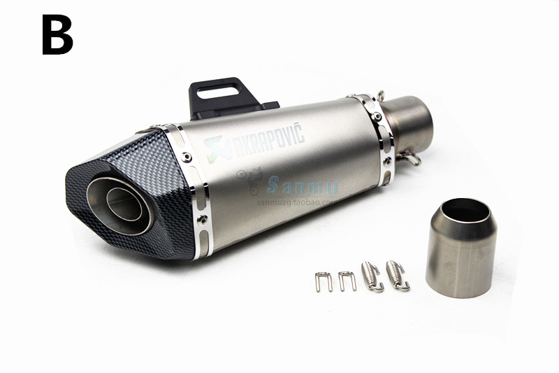 Ống xả xe máy sửa đổi cone nhỏ carbon hình lục giác sợi đầy đủ giả titan Tianzhu Jicun với muffler áp lực trở lại