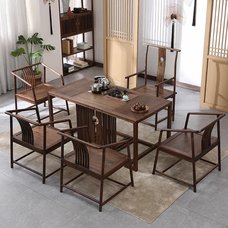 Hupeach Wood New Chinese Solid Wood Tea Table Zen office Tea table chair combination Gongfu tea Several table home small tea table