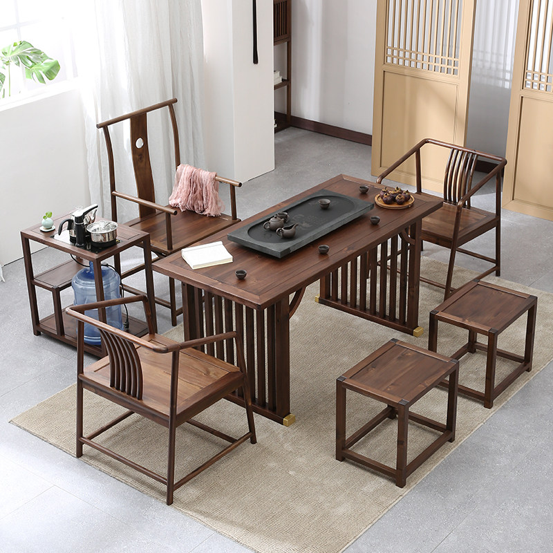New Chinese Solid Wood Balcony Utive Tea Table And Chairs Combine Zen walnuts Wooden Teng Chair Dry Tea Table Home Small Tea Table