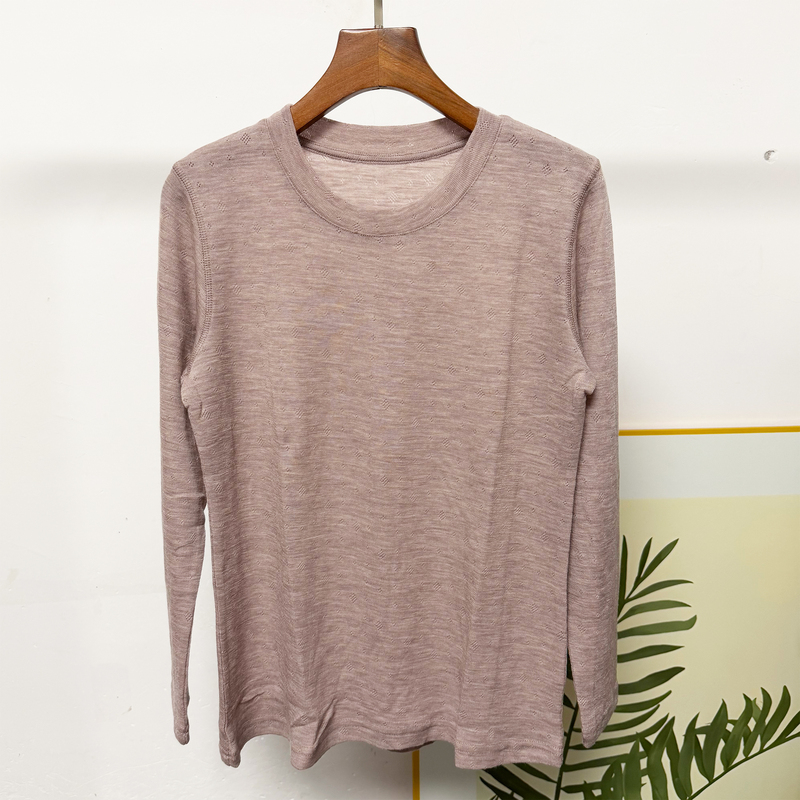 Women's Merino 100% Pure Wool Long-Sleeved Base Layer Quick-Drying Shirt, Warm and Breathable Merino Sports T-Shirt for Autumn and Winter