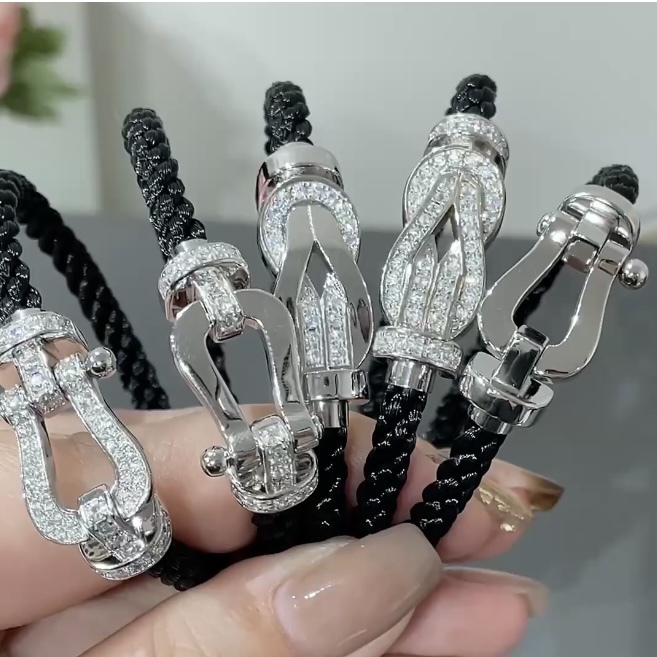 Horseshoe Buckle Bracelet, Couple's Diamond-Free, Full Diamond, Half Diamond Bracelet, Same Style for Men and Women