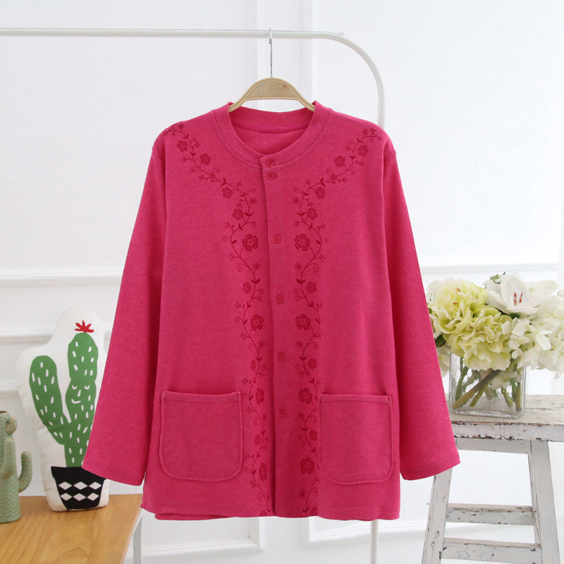 Bà bông len satin quần áo mùa thu cardigan trong cũ lớp thêu duy nhất trên người mẹ bông áo len trúng những bộ quần áo lót mùa thu dưới.