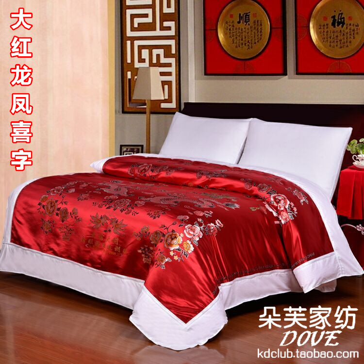 Hàng châu lụa đám cưới quilt cover mềm giả mạo quilt lụa giả mạo trắng quilt quilt thổ cẩm damask cưới quilt bởi rồng và phượng