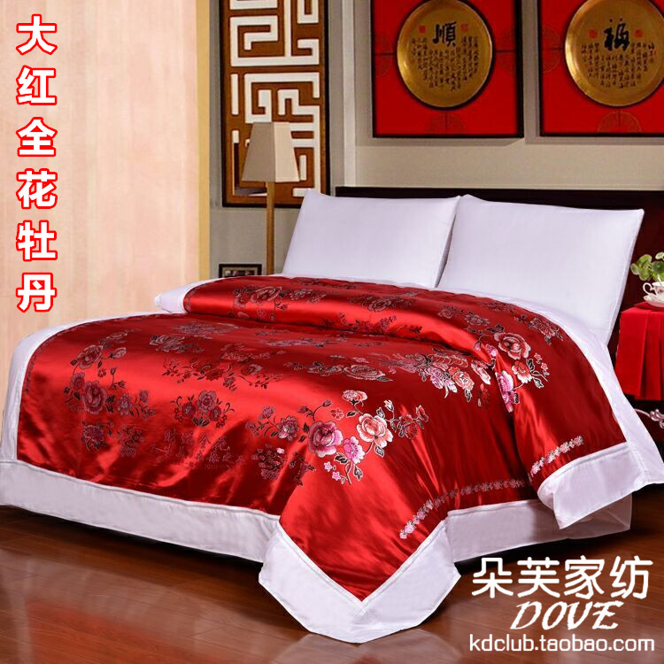 Hàng châu lụa đám cưới quilt cover mềm giả mạo quilt lụa giả mạo trắng quilt quilt thổ cẩm damask cưới quilt bởi rồng và phượng