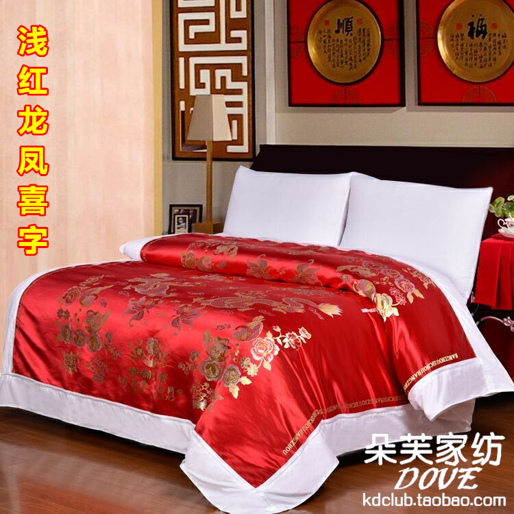 Hàng châu lụa đám cưới quilt cover mềm giả mạo quilt lụa giả mạo trắng quilt quilt thổ cẩm damask cưới quilt bởi rồng và phượng