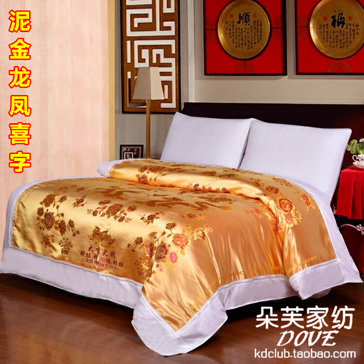 Hàng châu lụa đám cưới quilt cover mềm giả mạo quilt lụa giả mạo trắng quilt quilt thổ cẩm damask cưới quilt bởi rồng và phượng