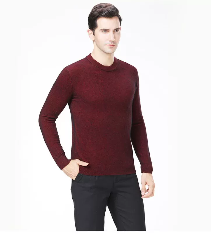 Ordos áo len cashmere nam trung niên áo len mùa đông cổ dày phần giản dị kích thước lớn nhung đáy đan quần áo unisex