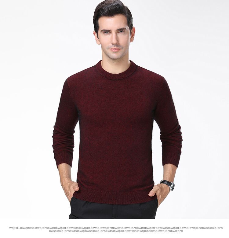 Ordos áo len cashmere nam trung niên áo len mùa đông cổ dày phần giản dị kích thước lớn nhung đáy đan quần áo giữ nhiệt nam