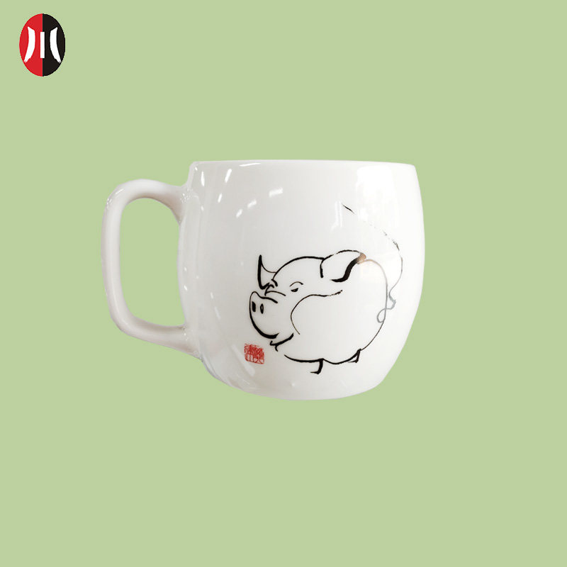 Jianchuan Ventron Mark Cup Small Pig Cup Ceramic White Creative Personality Office Coffee Cup