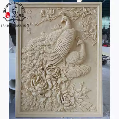 Artificial sandstone Chinese relief painting wall hanging three-dimensional glass fiber relief wall art sandstone relief background wall customization