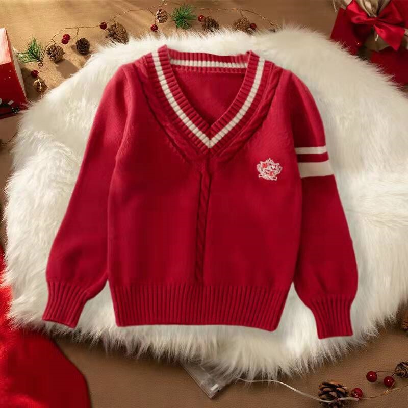 Children's Autumn and Winter Faux Mink Sweater for Boys, Warm Knitted New Style, Korean Style Round Neck Pullover Sweater for Older Kids