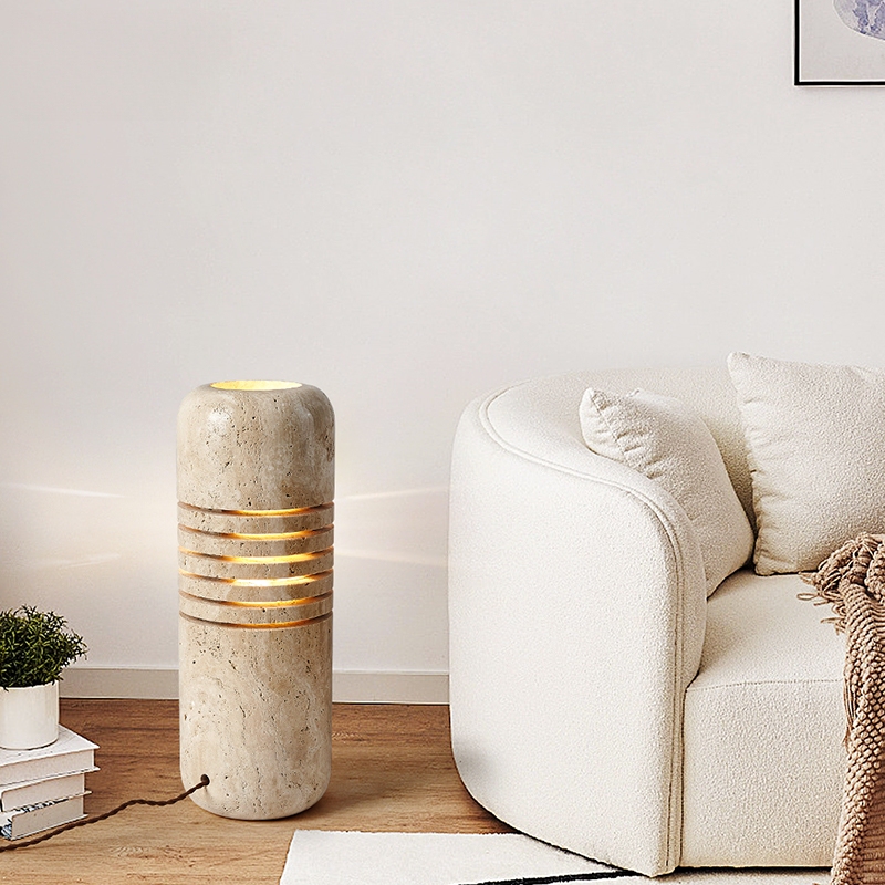 Yellow Travertine Wabi-Sabi Style Designer Creative Floor Lamp with a High-End Feel for Vintage Villa Bedroom, Homestay, and Model Room Yellow Travertine Wabi-Sabi Style Designer Creative Floor Lamp with a High-End Feel for Vintage Villa Bedroom, Homestay, and Model Room