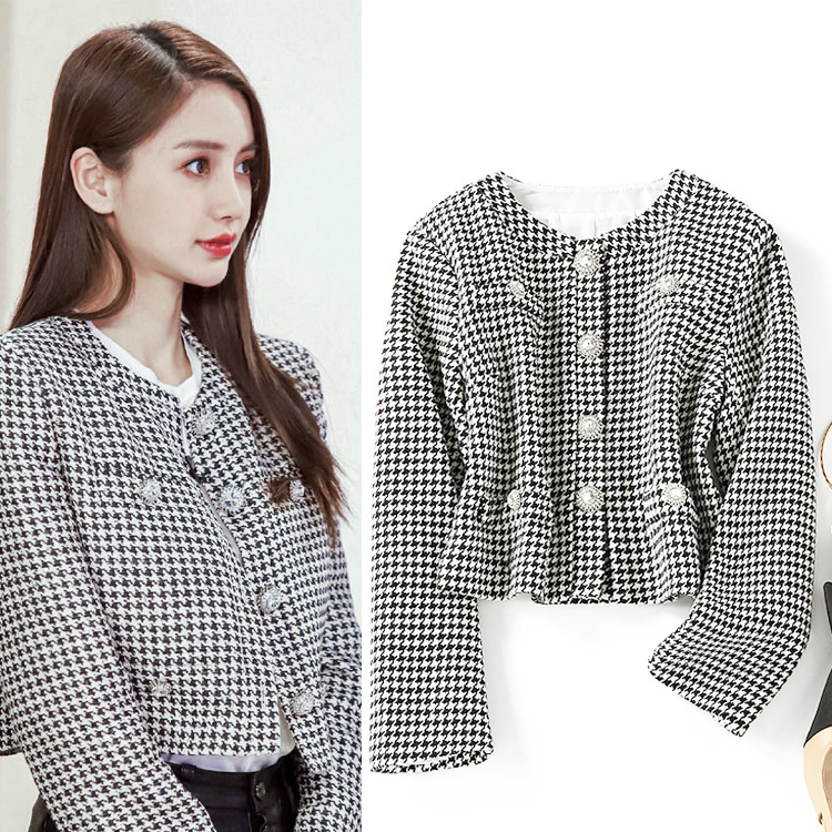 Sandro Duffy Celebrity Yang Ying Same Style Chanel Thousand Birds Tops Women's Autumn Slim Fit Short Coat