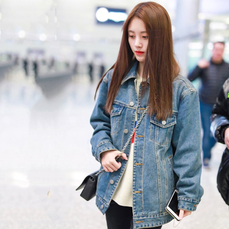 sandro Duffy Ju Jingyi star same style denim jacket 22 new women's Korean version loose trendy casual top