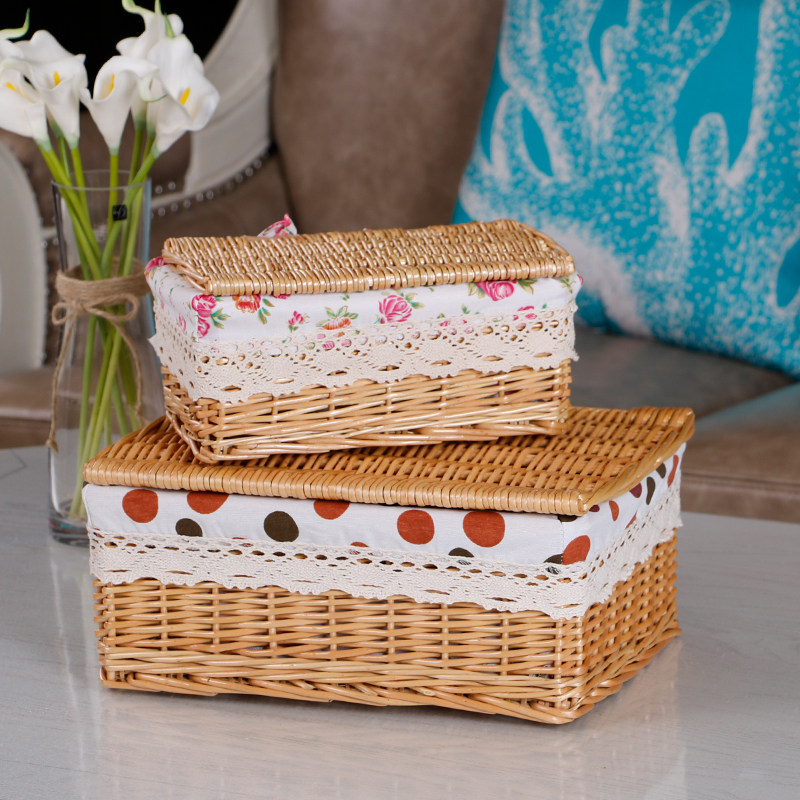 Counter pastoral willow woven non-rattan woven storage bucket plastic large dirty clothes basket storage box jewelry box basket