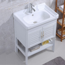 Floor-standing wash basin small apartment space aluminum cabinet combination balcony ceramic integrated washbasin toilet washbasin