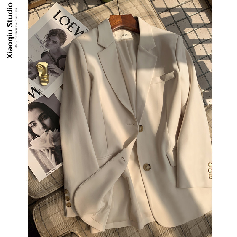 2022 autumn new simple temperament white suit jacket women's Korean version small suit women's top commuting