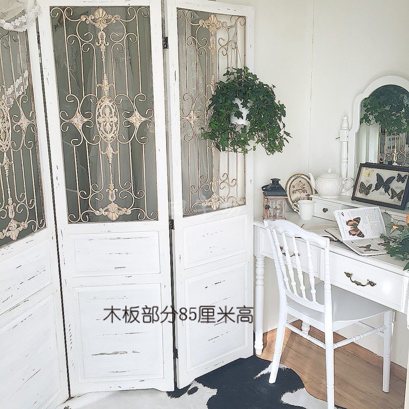 Nước Mỹ retro cũ gỗ rắn Châu Âu rèn sắt gấp màn hình phòng khách hiên quần áo cửa hàng đồ nội thất studio - Màn hình / Cửa sổ vách ngăn cầu thang gỗ đẹp