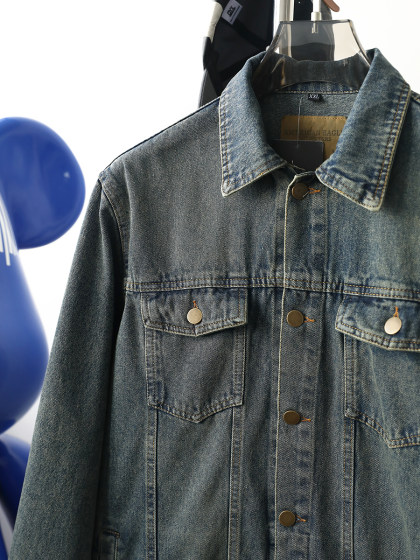 质量过硬 复古脏洗做旧石磨男士牛仔外套 经典短款男女休闲夹克衫