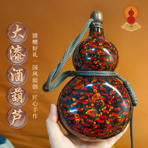 Boutique large lacquer wine gourd Li Bai Jigong anti-seepage wine bottle to hold wine ornaments pendant antique portable can hold hot water