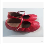 Демисезонные красные туфли, нескользящая танцующая спортивная обувь, мягкая подошва, из натуральной кожи