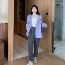 Toe tendons slightly fat loose Korean casual pants 2020 new winter long high waist thin wild pants women